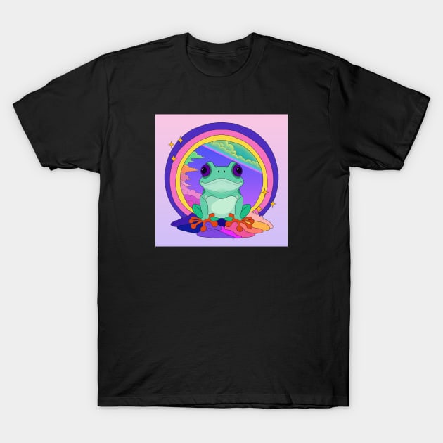 Pastel Dreamy Frog with Gradient Background T-Shirt by Velvet Earth